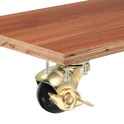 PATIKIL 1.5 Inch Ball Caster Wheels with Brake, 4 Pack 360° Rotating Swivel Top Plate Wheels 298 lbs Total Capacity Locking Caster with M4 Screws for Furniture Table Cabinet Gold - color: Gold, size: 1.5 Inch