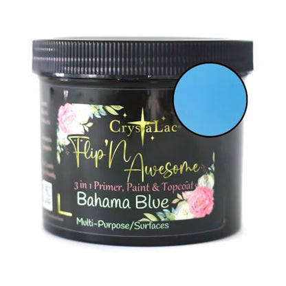CrystaLac, FlipN'Awesome 3in1 Paint, Primer, Top Coat (Bahama Blue, 16oz Pint)