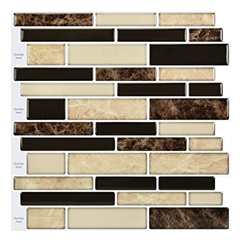 WOWSTAR 10-Sheet Peel and Stick Backsplash Tile for Kitchen, Back Splash Stick On Tiles for Kitchen Wall (Sand) - color: Sand