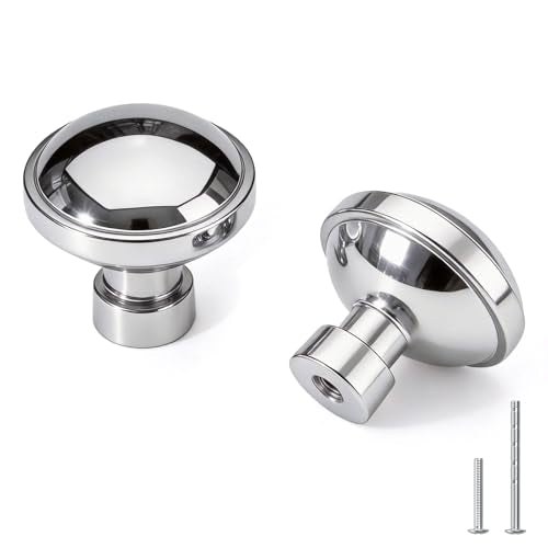 Goldenwarm Polished Chrome Cabinet Knobs, Round Drawer Handles 1-1/4 Inch 10 Pack | Rustproof Single Hole Cabinet Hardware, Solid Zinc Alloy, Screws Included for Cupboard Closet Furniture Upgrade - color: Polished Chrome, size: Knob(1-1/4 In)