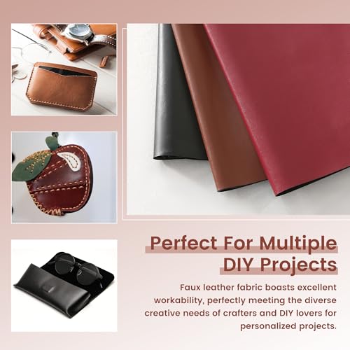 KUUP Smooth PU Faux Leather Fabric Sheets, 5 Yards 54" x 180", 0.8mm Thick - color: Brown, size: 5 yards