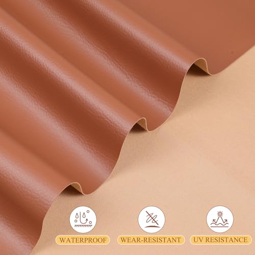 Faux Leather 0.7mm Upholstery Fabric by the Yard 55x108 Inch Brown - color: Brown, size: Pre Cut 3 Yard