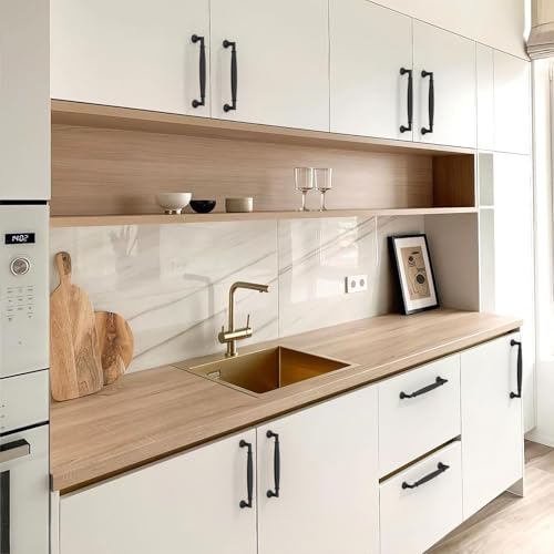 10 Pack Matte Black Cabinet Pulls 5 Inch(128mm) Kitchen Cabinet Handles Cabinet Hardware for Drawer Pulls - color: Matte Black, size: 5" Hole Center