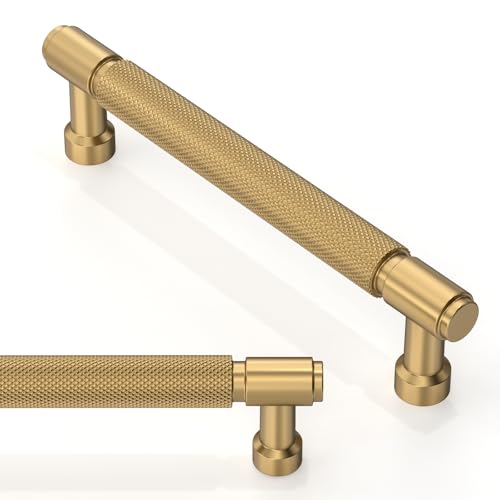 10 Pack Champagne Bronze Knurled Cabinet Pulls 5 Inch(128mm) Kitchen Cabinet Handles Cabinet Hardware Drawer Pulls - color: Champagne Bronze, size: 5" Hole Center
