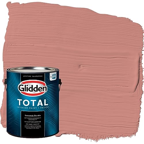 Glidden Total Interior Wall Paint & Primer All-in-One, Sunstone/Pink, Flat, 1 Gallon - color: Sunstone, size: 128 Fl Oz (Pack of 1)