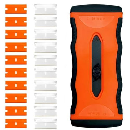Mister Rui 2-in-1 Razor Scraper, 20 Blades, Retractable, Multi-Surface - color: 1 Retractable Orange