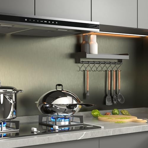 LACHEERY 16"x276" Brushed Stainless Steel Contact Paper Peel and Stick Kitchen Contact Paper Waterproof Heat Resistant Removable Bronze Metallic Peel and Stick Wallpaper Roll for Stove Fridge Film - color: 4.Bronze, size: 15.8" x 276"