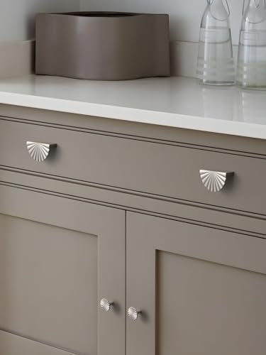 10 Pack Brushed Nickel Cabinet Pulls 3" Hole Center Cup Flat Silver Drawer Pulls Kitchen Cupboard Bathroom Dresser Cabinet Hardware Handles Zinc Alloy - color: Brushed Nickel, size: 3"(76mm) Hole Center
