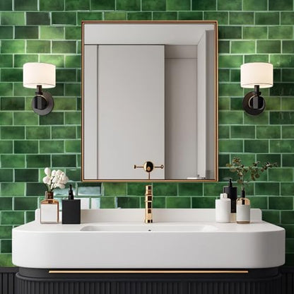 Art3d 10-Pack Subway Tiles Peel and Stick Backsplash, Green, 12 x 12 Inch - color: Green