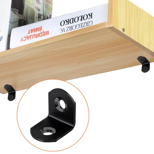 40 Pcs L Bracket Stainless Steel Corner Brace Sets, 90 Degree Right Angle Brackets with 80 Pcs Screws, L Bracket Firmware for Wooden Shelves, Chairs, Tables, Dressers, Furniture (Black) - size: 40PCS | 20×20MM, style: Black