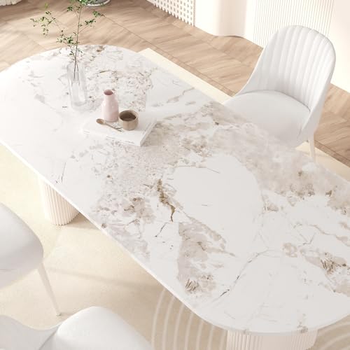 VEELIKE Matte White Marble Contact Paper for Countertops Peel and Stick Kitchen Countertop Contact Paper 118''x32'' Wide Marble Wallpaper Peel and Stick Removable Countertop Paper for Bathroom Desk - size: 32" x 118"