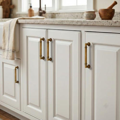 10 Pack Antique Brass Cabinet Pulls 4 Inch(102mm) Kitchen Cupboard Handles Solid Heavy Duty Zinc Alloy Drawer Pulls - color: Antique Brass, size: 4" Hole Center