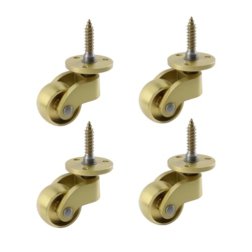 4 Pcs Universal Caster Wheels, Heavy Duty 360 Degree Rotation Brass Stem Casters Trolley Wheels for Trunk Box Furniture Cabinet Sofa Trolley Chairs Bed