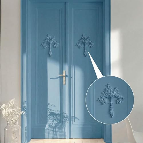 2 PCS Baroque Style Flower Carved Onlay Applique White PVC Appliques for Furniture Decorative 3D Symmetrical Furniture Decorative for Cabinets Dressers Mirrors DIY Home(Cute) - style: Cute