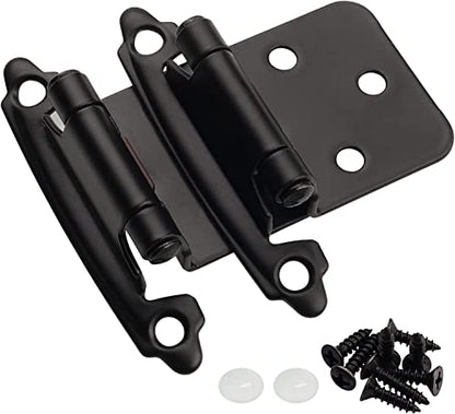 Decobasics 1/2" Overlay Matte Black Cabinet Hinges (30 Pair -60 Pcs) Self Closing Bath & Kitchen Cabinet Hinges Black Flush Mount w/Door Bumpers & Upgraded Screws - color: Matte Black, size: 60 Pack