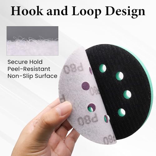5 Inch 8 Hole Orbital Sander Foam Pads and Sanding Discs Hook and Loop - color: 4PC Pads & 20PC Sanding Discs