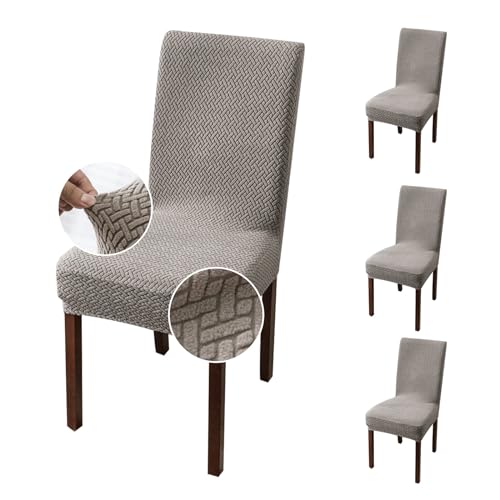 Genina Stretch Chair Covers for Dining Room Kitchen Parsons Set of 4 - color: Taupe, size: 15-19in Not waterproof