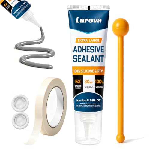 Silicone Sealant 100% Waterproof Silicone Caulk with Finishing Tool, 5.5oz Weatherproof, Flexible, Strong Adhesion Caulking for Automotive, Bathroom, Roof, Window, Kitchen & More (Grey) - color: Grey