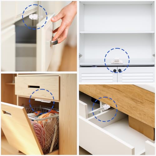 2 Pack Magnetic Push Latch Heavy Duty Push to Open Cabinet Hardware Magnetic Touch Latches for Large Door Push Release Latches Kitchen Drawer Push Catch Press Out Latch (White) - color: White