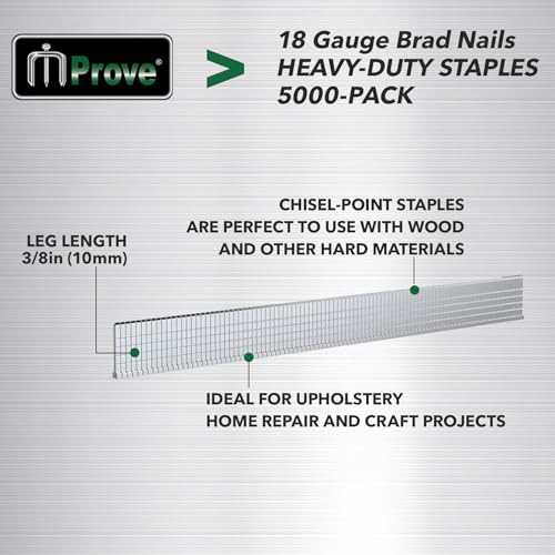 MProve Heavy Duty 18-Guage 3/8in (10mm) Electro-Galvanized Brad Nails [5,000 Nails] - size: 3/8in (10mm)