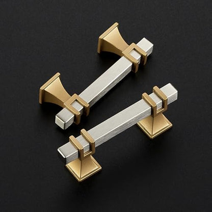 HOME EDIT Brushed Nickel&Gold Pulls Cabinet Handles 2-1/2 Inch 10 Pack - color: Brushed nickel and gold, size: 2-1/2 In Hole Center