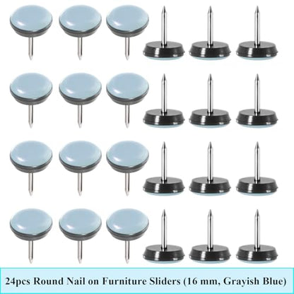 24 Pack Nail on Furniture Sliders, 0.63Inch/16mm Round Chair Glide - color: 24pcs Φ 16mm, size: ROUND