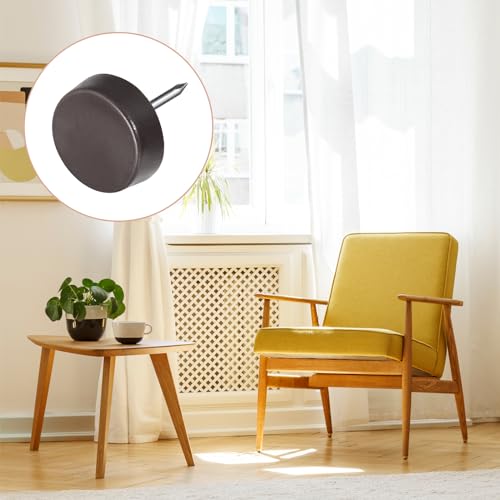 METALLIXITY Furniture Feet Nail (14mm/0.55in) 60Pcs, Plastic Round Chair Glides Sliders - for Chairs Sofa Furniture Sliders Protector Pad, Brown - size: 14mm/0.55in