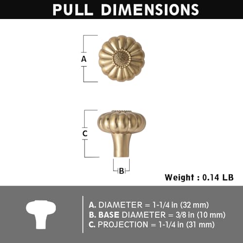 12 Pack Elegant Bloom Champagne Bronze Cabinet Knobs, Drawer Pulls for Kitchen, Dresser Cabinet Hardware for Bedroom, 1-1/4 Inches Diameter Handles - color: Champagne Bronze