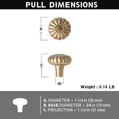 12 Pack Elegant Bloom Champagne Bronze Cabinet Knobs, Drawer Pulls for Kitchen, Dresser Cabinet Hardware for Bedroom, 1-1/4 Inches Diameter Handles - color: Champagne Bronze