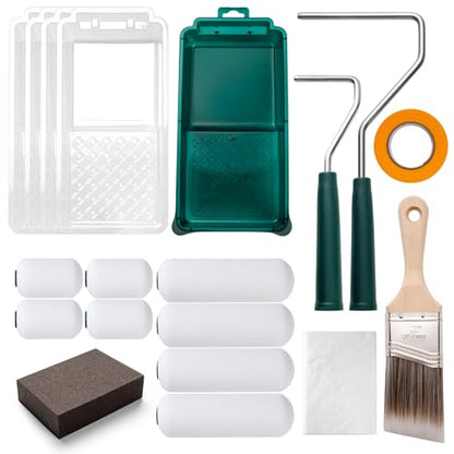 Paint Roller Kit, 19 Pack, 4"2" Small Foam Roller, Paint Brush