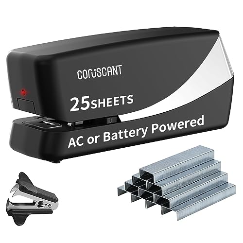 Coruscant Electric Stapler, 25 Sheet ，No Jam, Adjustable Staplers for Desk - color: Silver