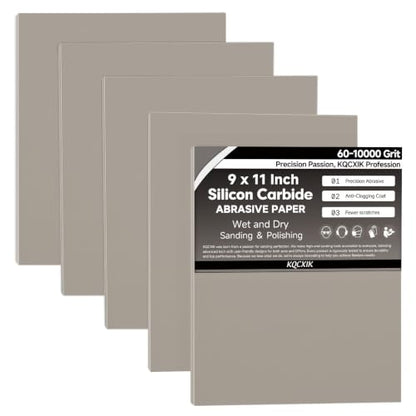 6-Sheet Premium 3000 Grit Wet Dry Sandpaper, 9 x 11 Inch - style: 3000Grit