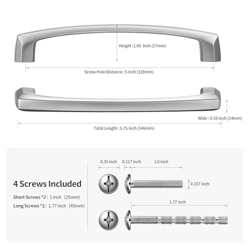 Lardmon 10 Pack 5 Inch(128mm) Hole Center Brushed Satin Nickel Modern Cabinet Pulls Solid Kitchen Cabinet Handles Hardware Bathroom Vanity Pulls Timeless Drawer Pulls Handles for Dresser - color: Brushed Satin Nickel, size: 5 Inch Hole Center, style: 10 P