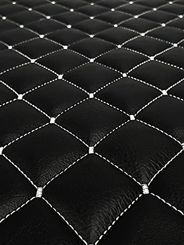 Vinyl Quilted Foam Fabric with 3/8" Foam Backing Upholstery / 52" Wide/Sold by The Yard/FABRIC EMPIRE (Black with Hq White Thread, Diamond 2" x 3") - color: Black With Hq White Thread, size: Diamond 2" x 3"