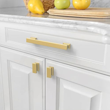 Amerdeco 10 Pack Brushed Gold Cabinet Pulls 5" - color: Brushed Gold, size: 5" hole center