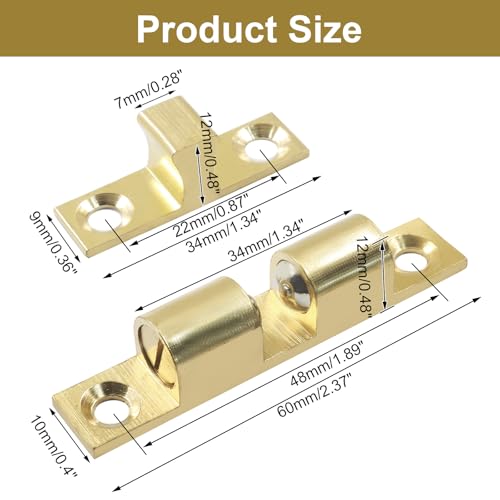 Double Roller Catch Cabinet Latches, 60mm, 4 Pack - color: Gold, size: 60mm