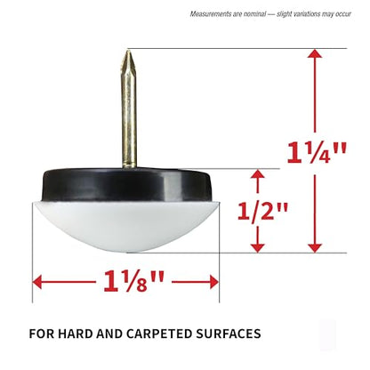 Waxman Consumer Group 4628195N 1-1/8" White Domed Furniture Glides 4 Count - size: 1-1/8", style: Angled Furniture Legs