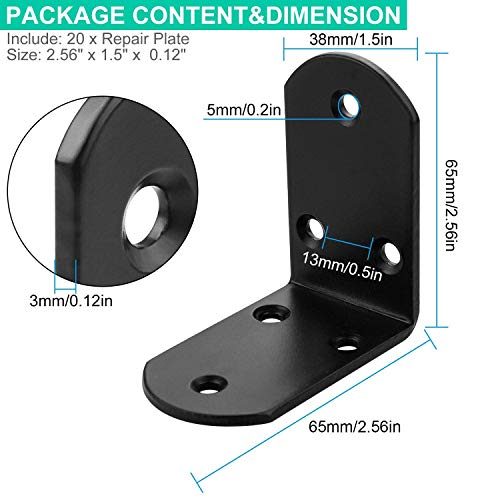 AKOLAFE 16PCS Wide L Brackets Heavy Duty 2.5x2.5 Inch Metal Corner Brace 90 Degree Right Angle Joint Fastener Black L Bracket for Wood Furniture Table Shelf Board Cabinet Bedframe Wall