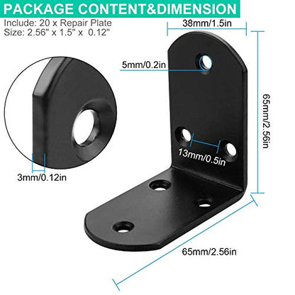 AKOLAFE 16PCS Wide L Brackets Heavy Duty 2.5x2.5 Inch Metal Corner Brace 90 Degree Right Angle Joint Fastener Black L Bracket for Wood Furniture Table Shelf Board Cabinet Bedframe Wall