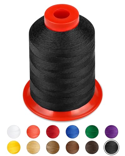 FIVEIZERO Extra Strong Upholstery Thread,1000m Bonded Nylon Thread, Black - color: Black