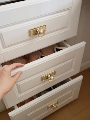 6Pack Champagne Bronze Cabinet Knobs with Backplate Drawer knobs - color: Champagne Bronze, style: Beadedge