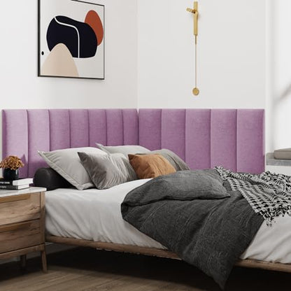 IFNOW Wall Mounted Headboard, Peel and Stick Panels, Dark Pink, Queen - color: Fabric-dark Pink, size: Queen