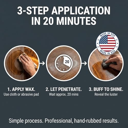 Teddy’s Polymerized Tung Oil Paste - Food Safe Wood Finish & Furniture Wax - Zero VOC Cutting Board Oil for Wood Metal, & Stone - 8 oz