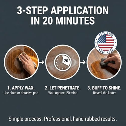 Teddy’s Polymerized Tung Oil Paste - Food Safe Wood Finish & Furniture Wax - Zero VOC Cutting Board Oil for Wood Metal, & Stone - 8 oz