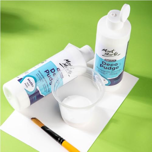 Mont Marte Deco Pudge Craft Varnish Signature 236ml (8 US fl.oz) – Matte, Multi-Purpose Clear Craft Sealer, Varnish and Decoupage Glue, Ideal for Acrylic Paints, Paper, Wood, Ceramics, Fabrics, Clay - color: Matte, size: 8 US fl oz