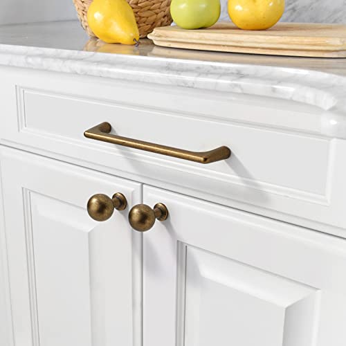 Amerdeco 10 Pack Antique Brass Cabinet Pulls 5" - color: Antique Brass, size: 5" hole center