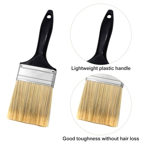 3 inch Flat Paint Brushes,Paint Brush Professional Paint Tools - color: Black 6 Pack