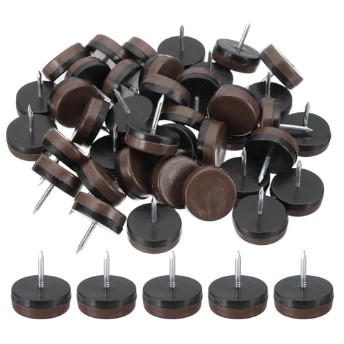 PATIKIL 1.1" Dia Chair Slides, 40 Pcs Nail on Furniture Glides Chair Leg Floor Protectors for Wooden Furniture, Table Feet, Carpet and Hardwood, Brown - color: Brown, size: 1.1"