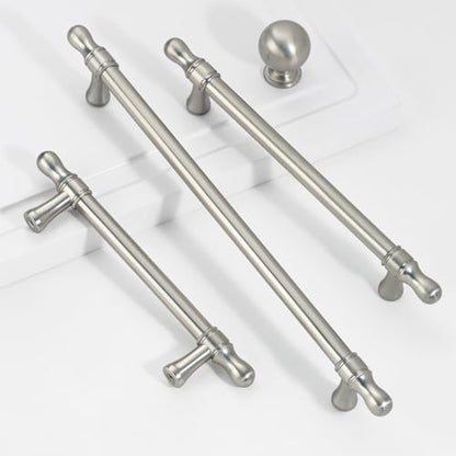 Cabinet Knobs Brushed Nickel, 6 Pack Drawer Knobs for Kitchen Cabinets, Dresser Knobs, Bathroom Cabinet Hardware - color: Matt Brushed Nickel, size: Knob, style: 6 Pack