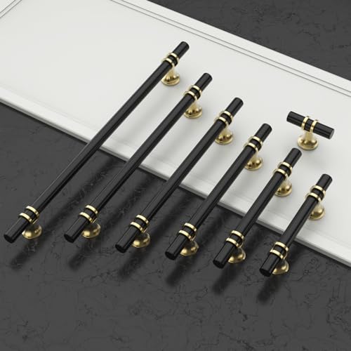 Amerdeco 10 Pack Matte Black and Gold Cabinet Pulls 3 Inch(76MM) Hole Centers Kitchen Cabinet Handles Cabinets Hardware Drawer Pulls ZH0058 - color: Gold+Matte Black, size: 3"/76MM Hole Center